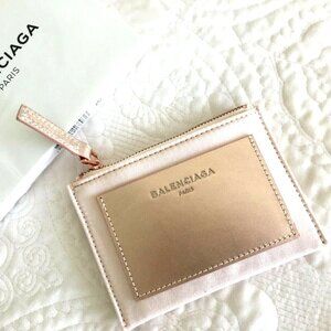 ✨Authentic Luxe BALENCIAGA PARIS Designer Pouch Cards Case Purse Rose Gold NEW